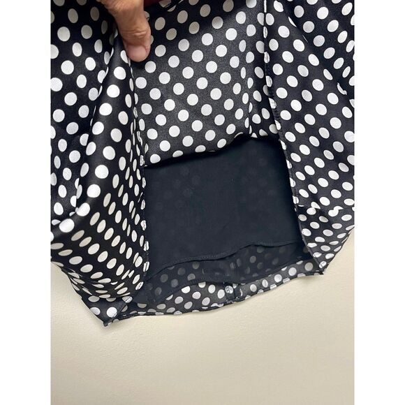 ZARA Dress Black With White Polka Dots, Neck Tie, Full Sleeves, Sz S - Picture 4 of 11